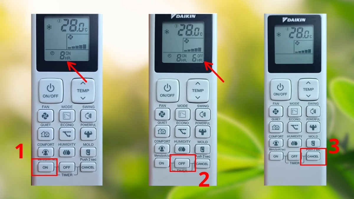 Cách hẹn giờ tắt và bật máy lạnh Daikin