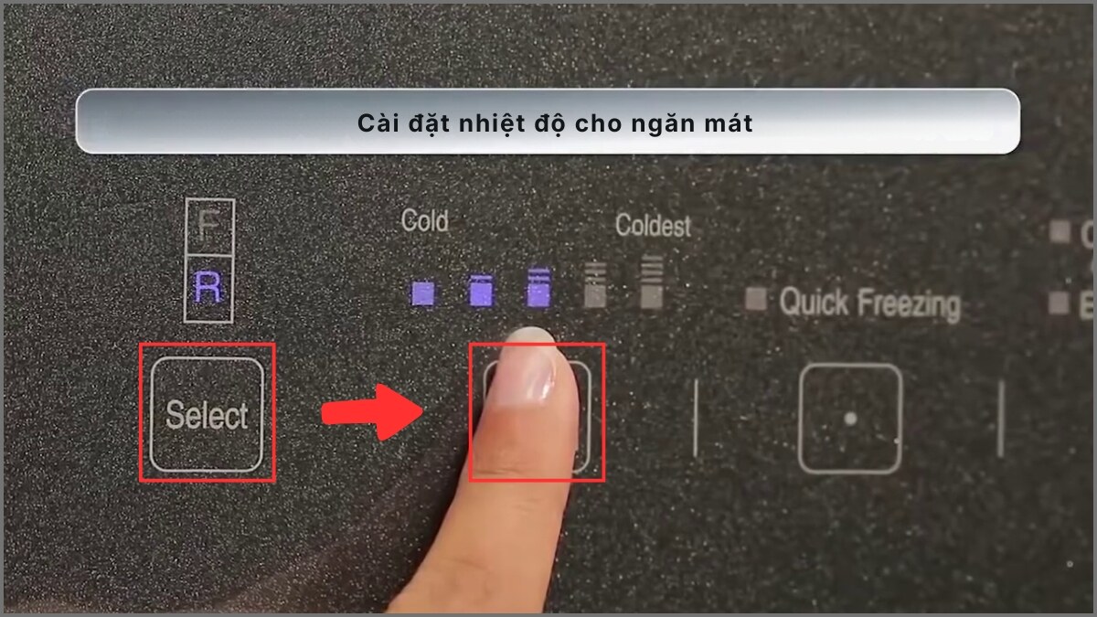 Nhấn phím Select cho đến khi đèn chuyển sang chữ R