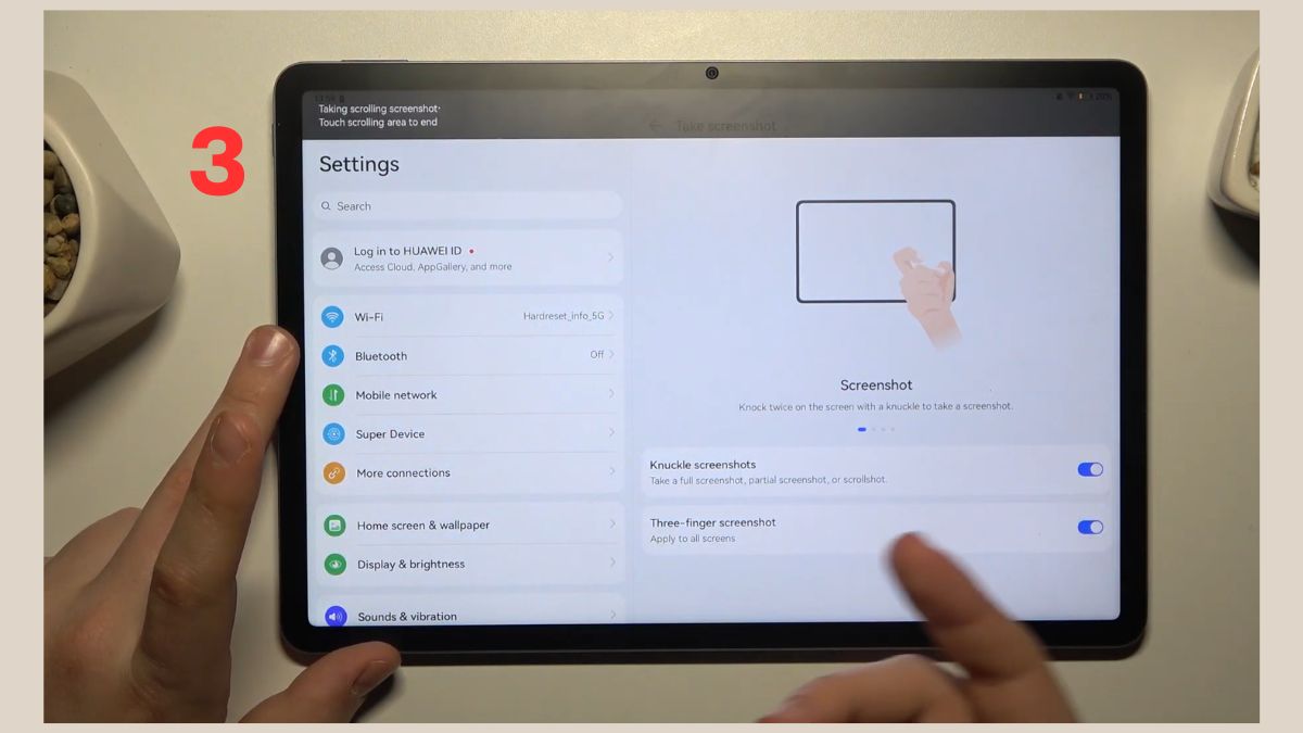 Vuốt màn hình để kéo dài nội dung cần lưu