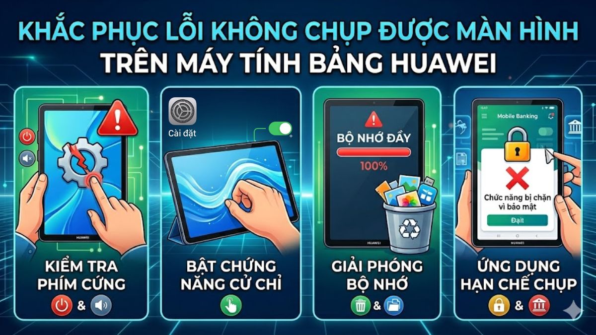 Khắc phục lỗi không chụp được màn hình trên máy tính bảng Huawei