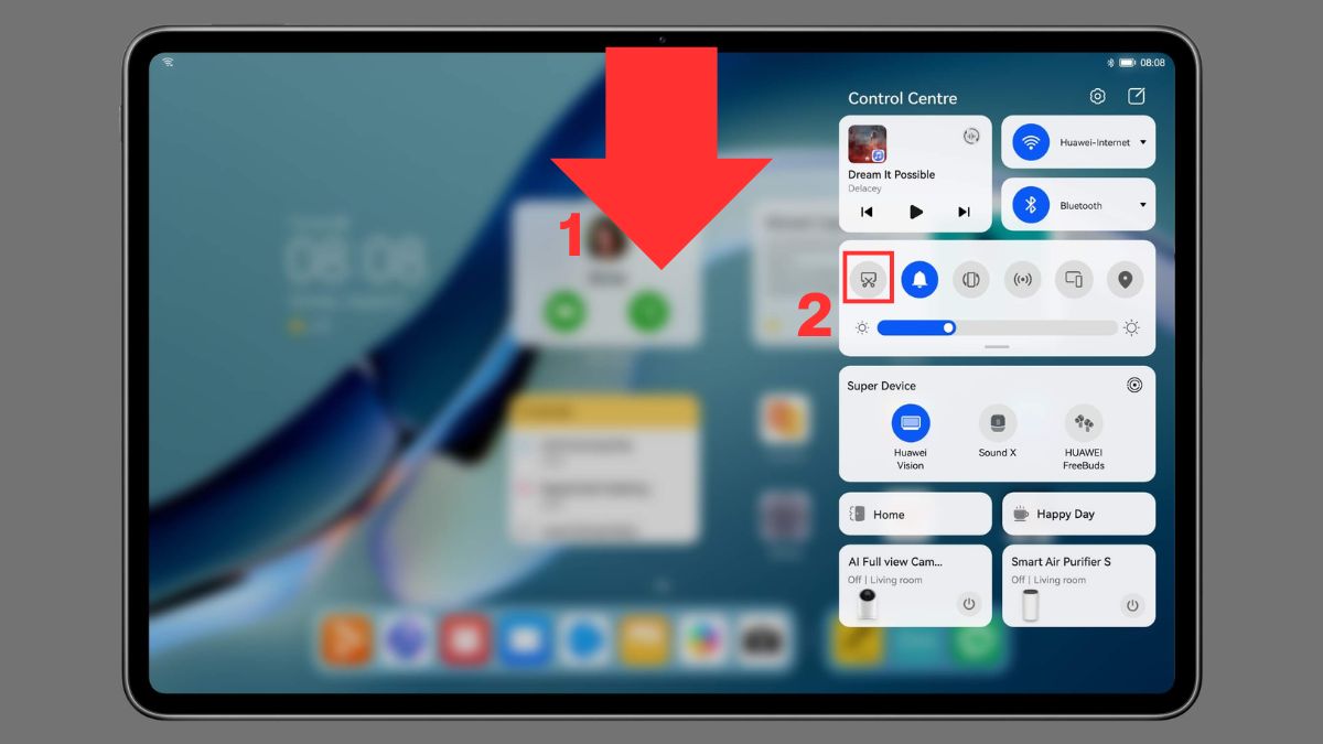 Chụp màn hình qua thanh trạng thái và Control Center
