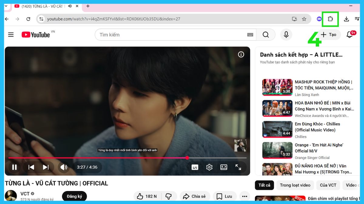 Vào biểu tượng tiện ích
