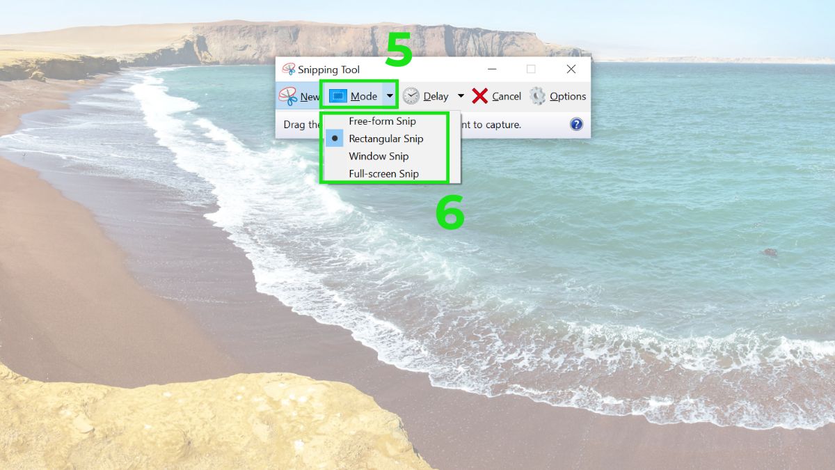 Sau đó nhấn vào Mode để chọn kiểu bạn muốn chụp