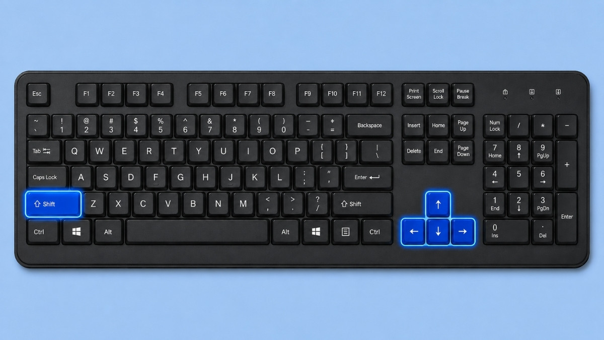 Chọn vùng nội dung bằng Shift kết hợp phím mũi tên