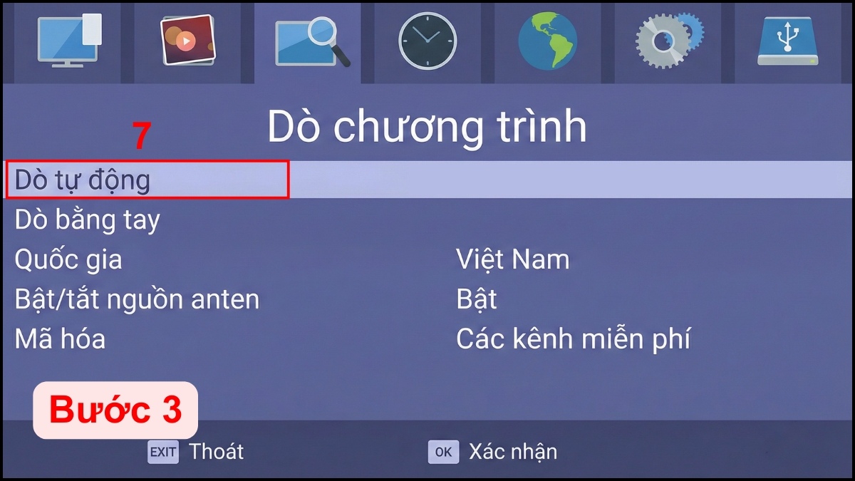 Chọn Dò tự động và đợi tiến trình hoàn tất