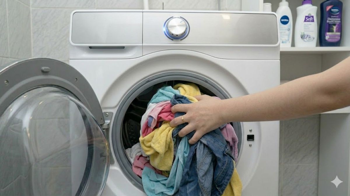 Lấy đồ và vệ sinh máy sau khi giặt