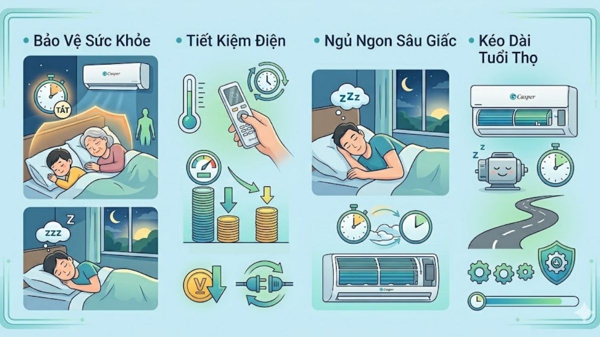 Lợi ích của chức năng hẹn giờ trên điều hòa Casper