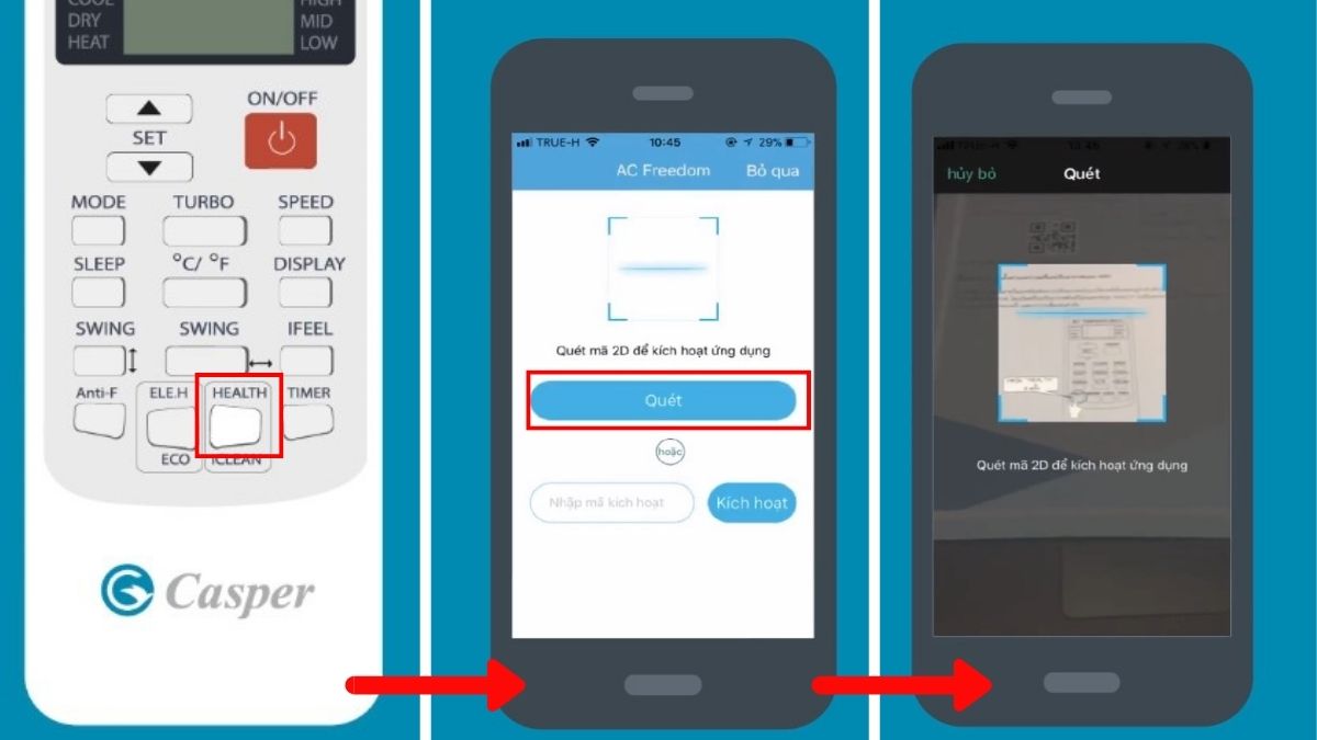 Kích hoạt Wifi và quét QR
