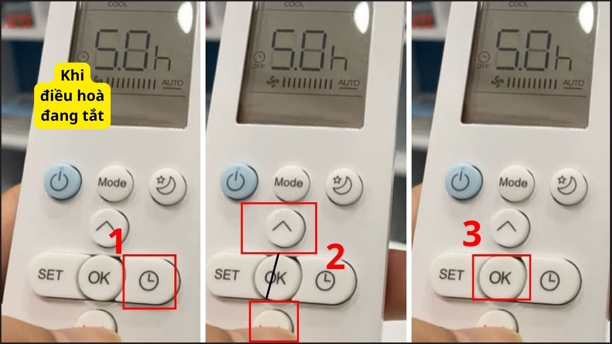 Cách hẹn giờ bật máy lạnh Funiki remote MMC