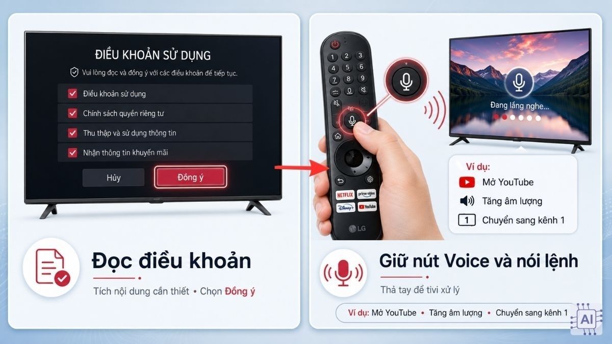 Nhấn giữ nút Voice, nói rõ câu lệnh mong muốn