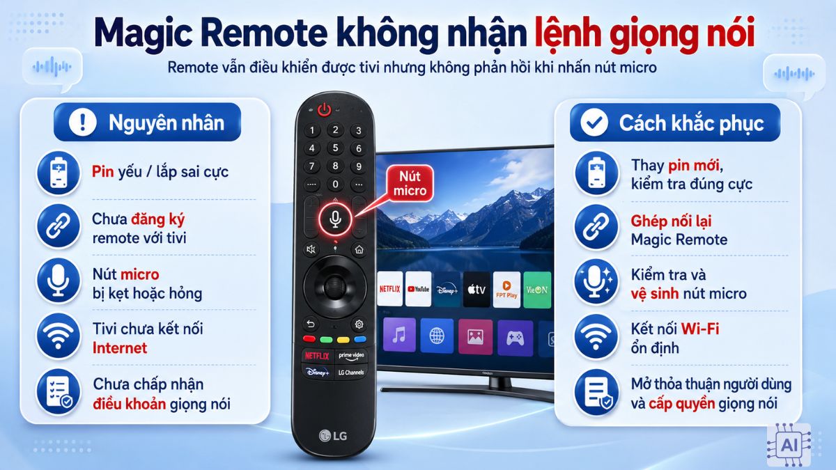 Xử lý lỗi thường gặp khi kết nối giọng nói tivi LG