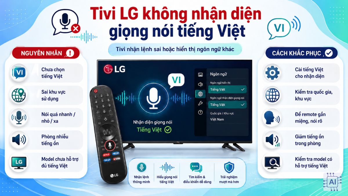 Tivi LG không nhận diện được giọng nói tiếng Việt