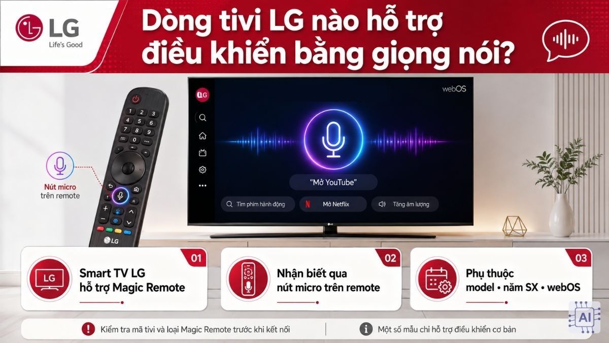  Dòng tivi LG nào hỗ trợ điều khiển bằng giọng nói?