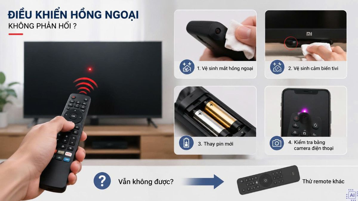 Cách xử lý khi điều khiển hồng ngoại không phản hồi