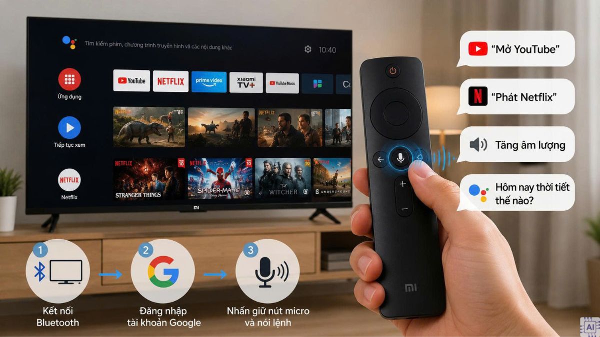 Điều khiển tivi Xiaomi bằng giọng nói qua remote