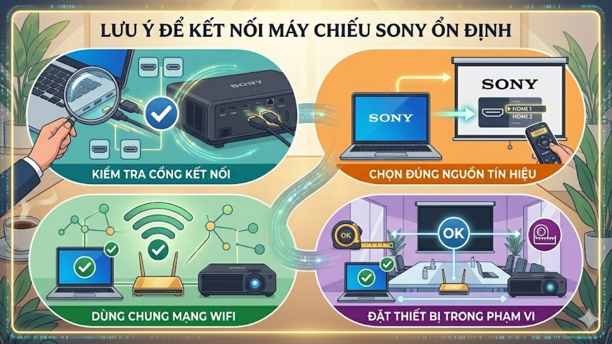 Lưu ý quan trọng khi kết nối máy chiếu Sony với máy tính
