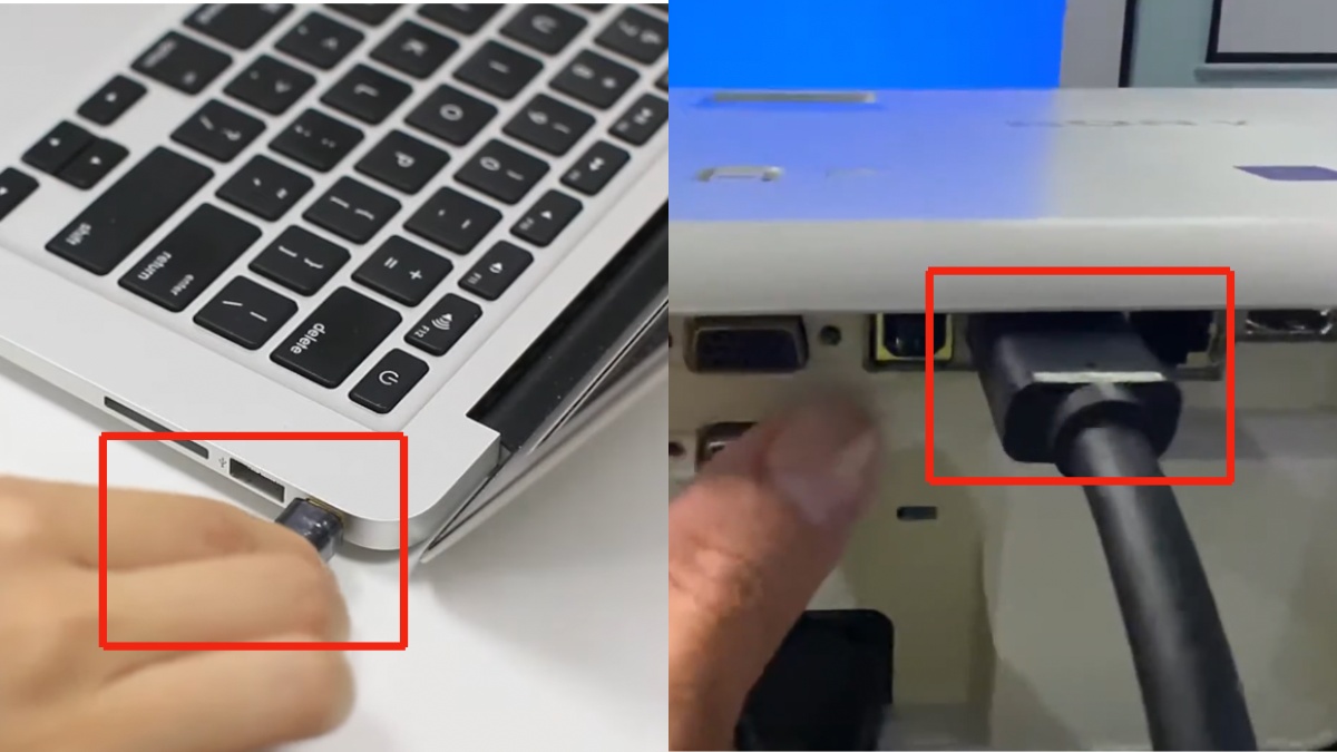 Cắm cáp phù hợp hoặc kết nối Wi-Fi