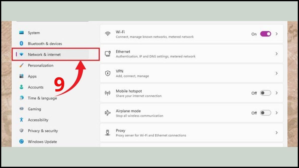 Quay lại Settings → Network & Internet