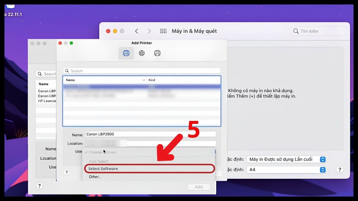 Chọn Select Software