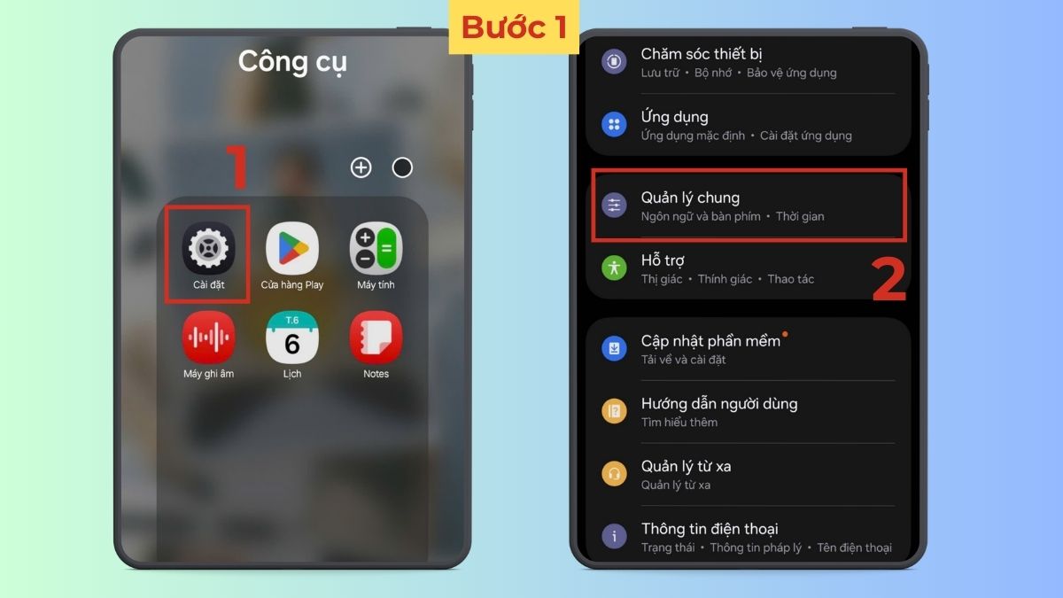 Chọn vào mục quản lý chung