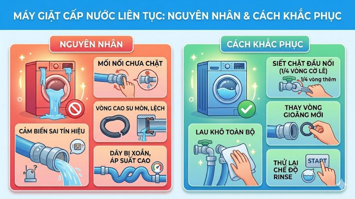 Máy giặt cấp nước liên tục không ngừng