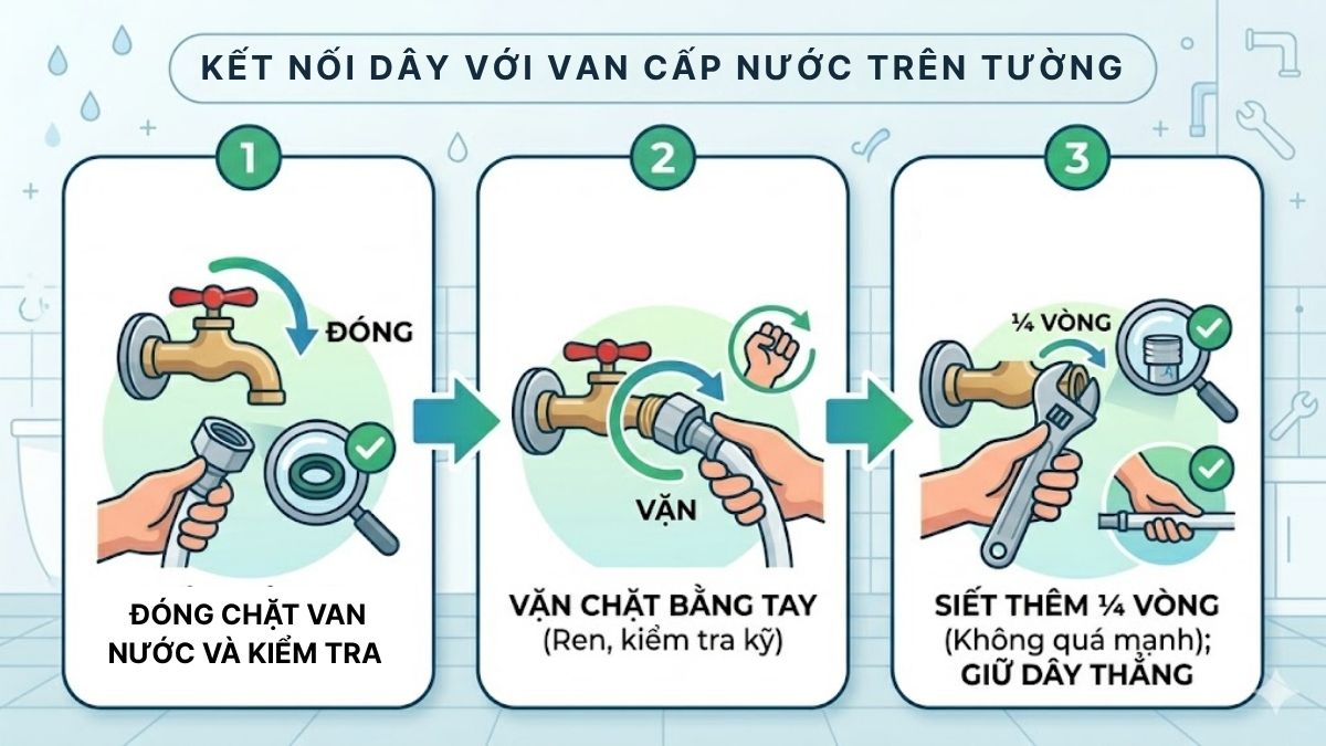 Cách lắp dây cấp nước máy giặt chi tiết