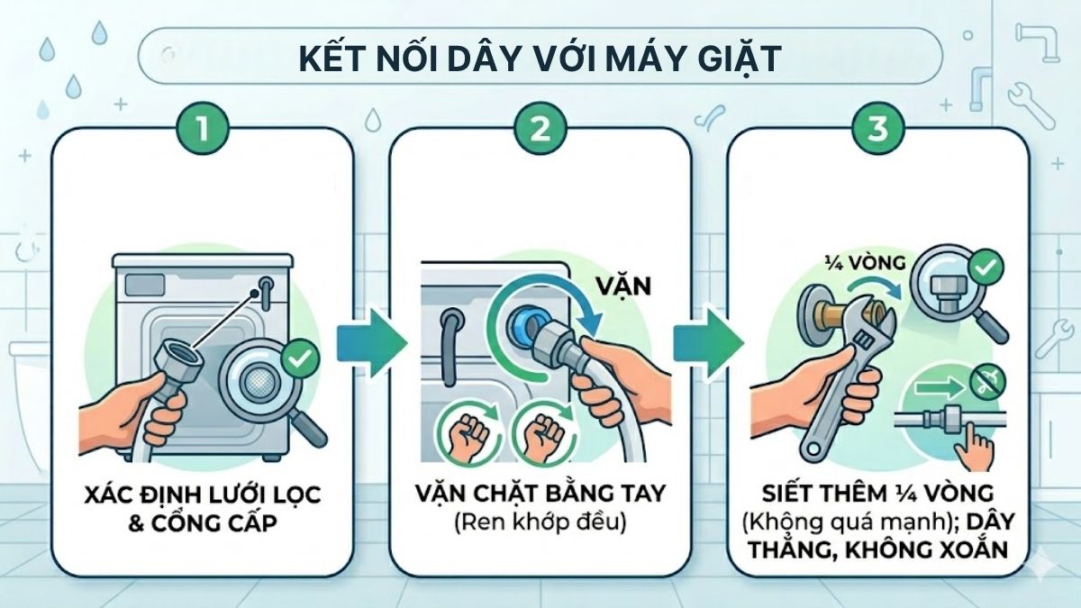 Kết nối dây với máy giặt