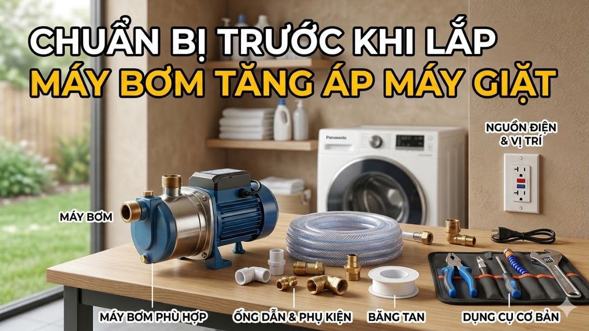 Chuẩn bị trước khi lắp máy bơm tăng áp cho máy giặt