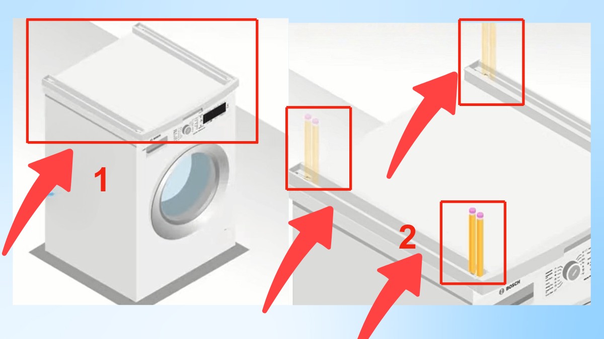 Cách lắp máy sấy quần áo chồng lên máy giặt