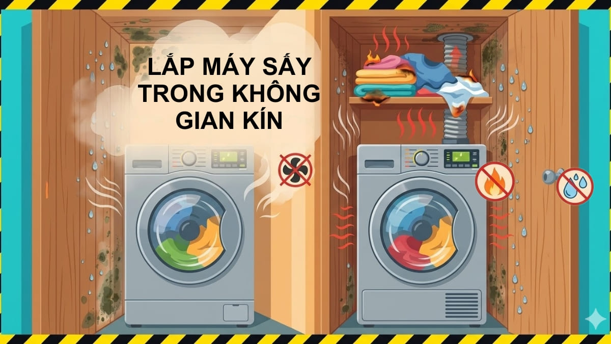 Lắp máy sấy trong không gian kín