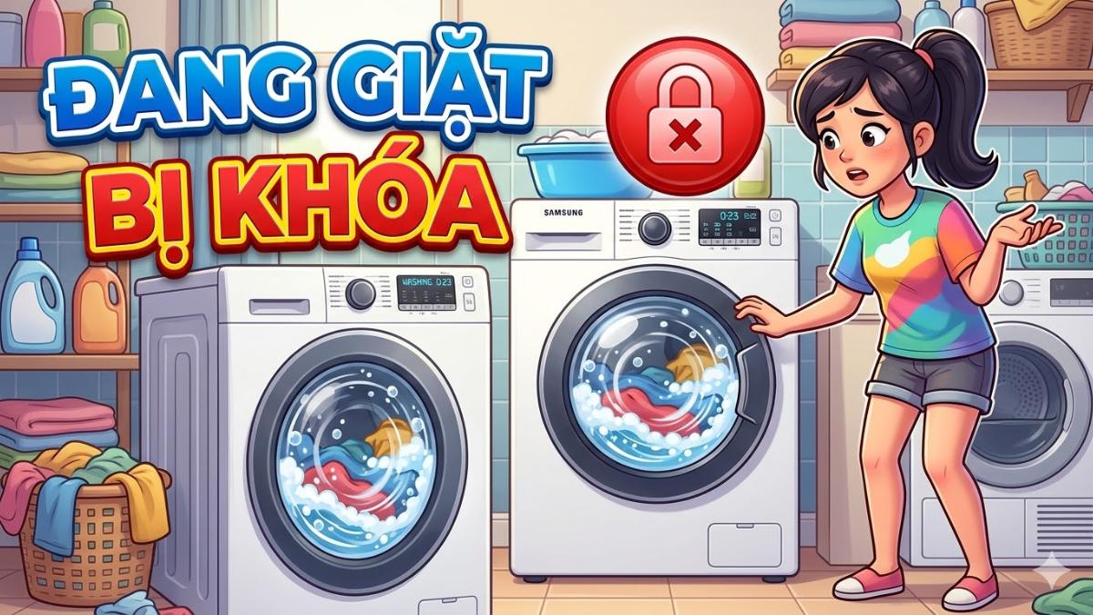 Nguyên nhân máy giặt cửa trước bị khóa không mở được