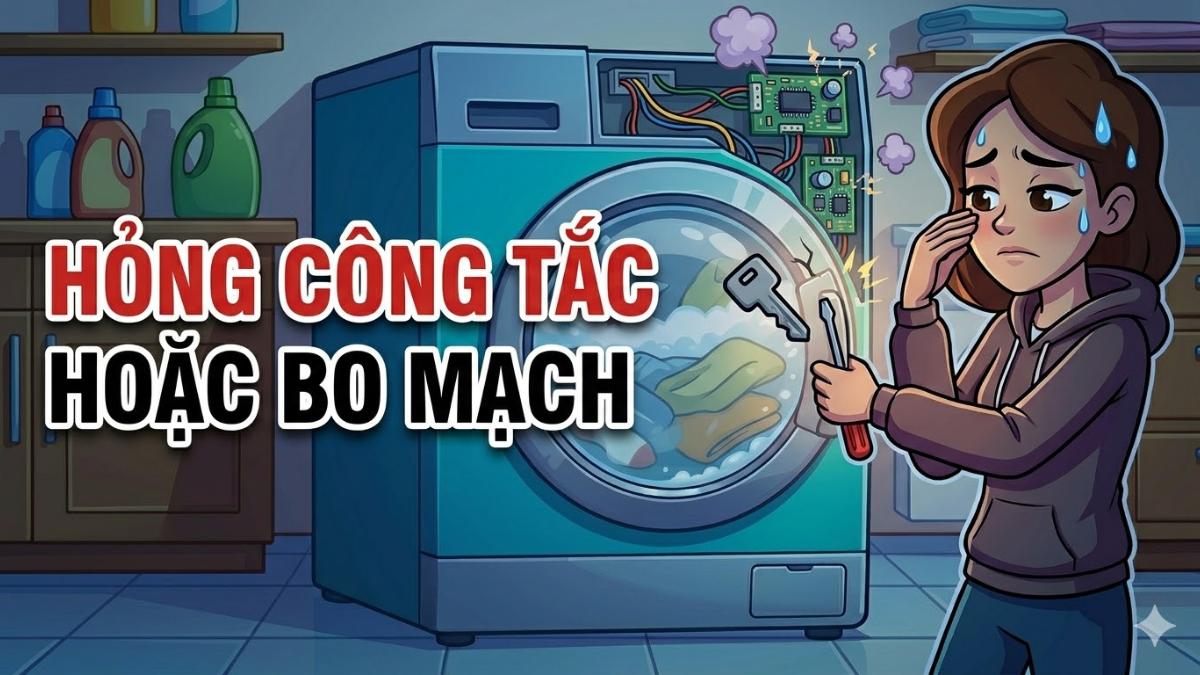 Hỏng công tắc cửa hoặc bo mạch bị lỗi