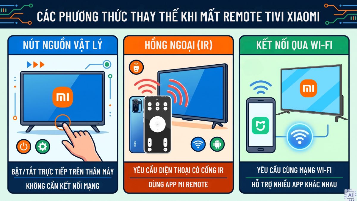 Các phương thức điều khiển thay thế remote trên tivi Xiaomi