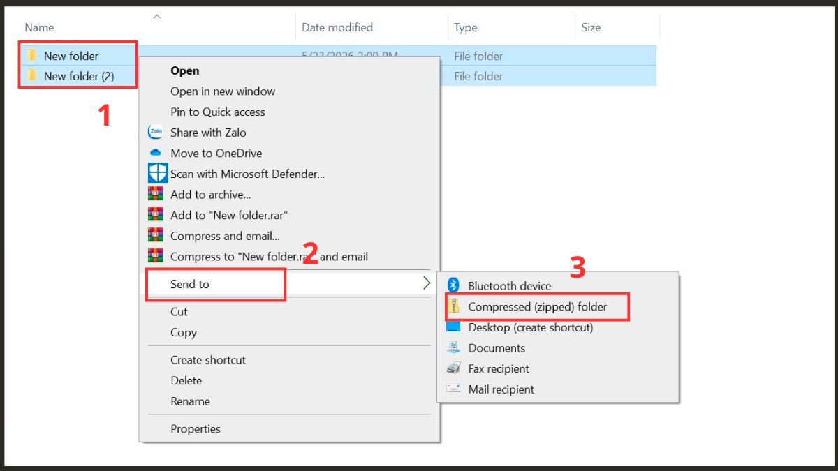 Cách nén file ZIP có sẵn trên Windows không cần phần mềm