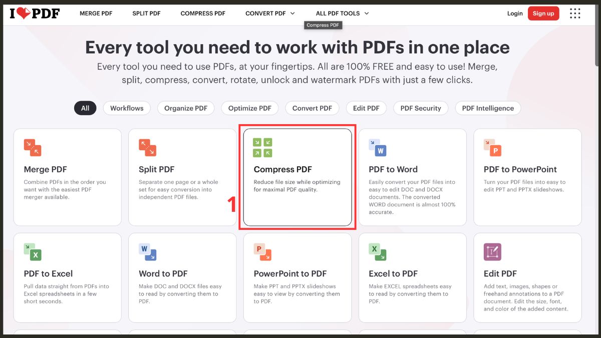 Cách nén file PDF online bằng ILovePDF
