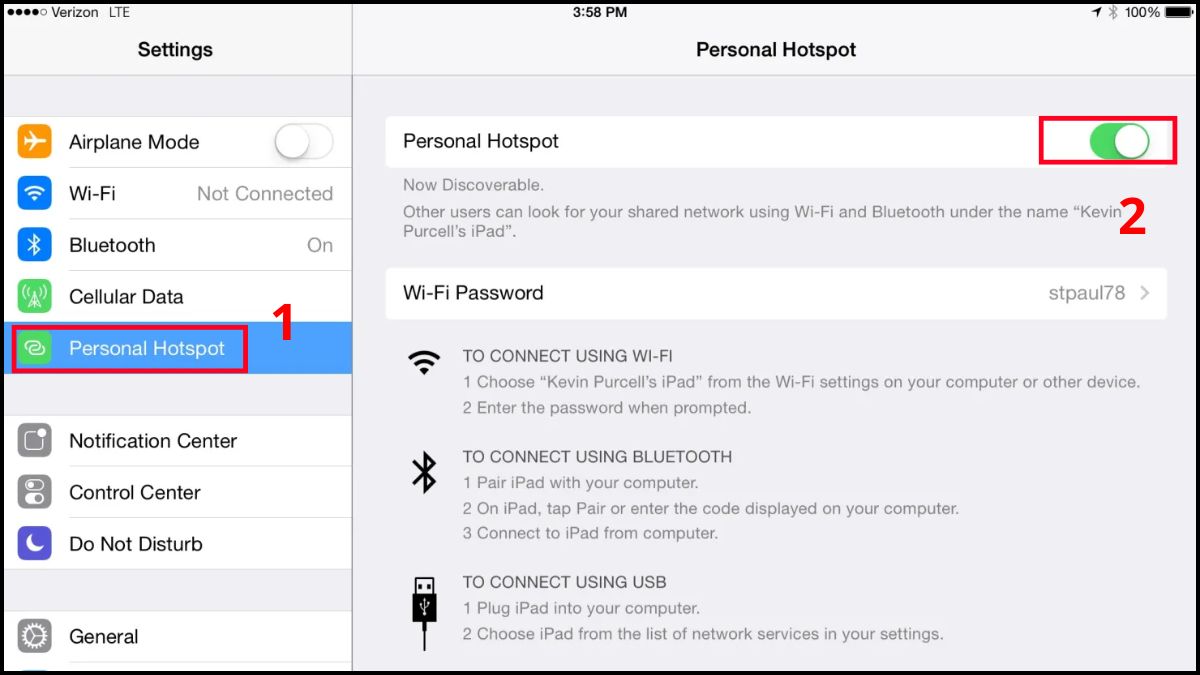 Cách phát WiFi từ iPad kết nối qua từng phương thức