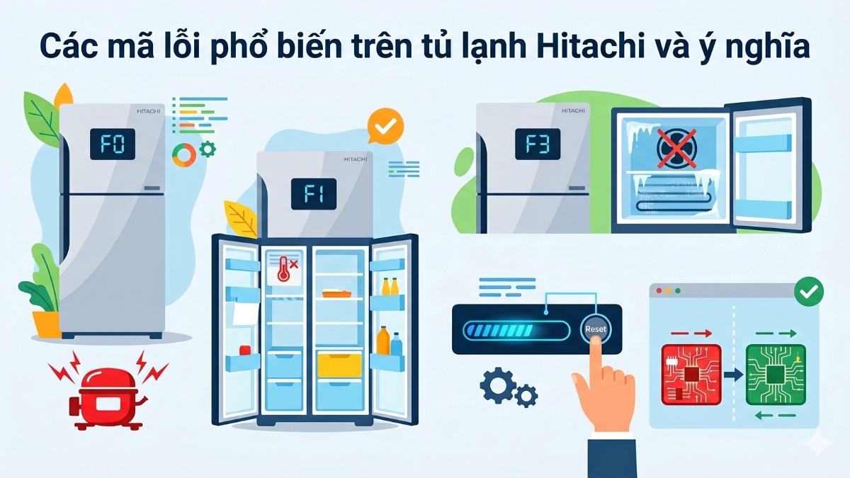 Các mã lỗi phổ biến trên tủ lạnh Hitachi