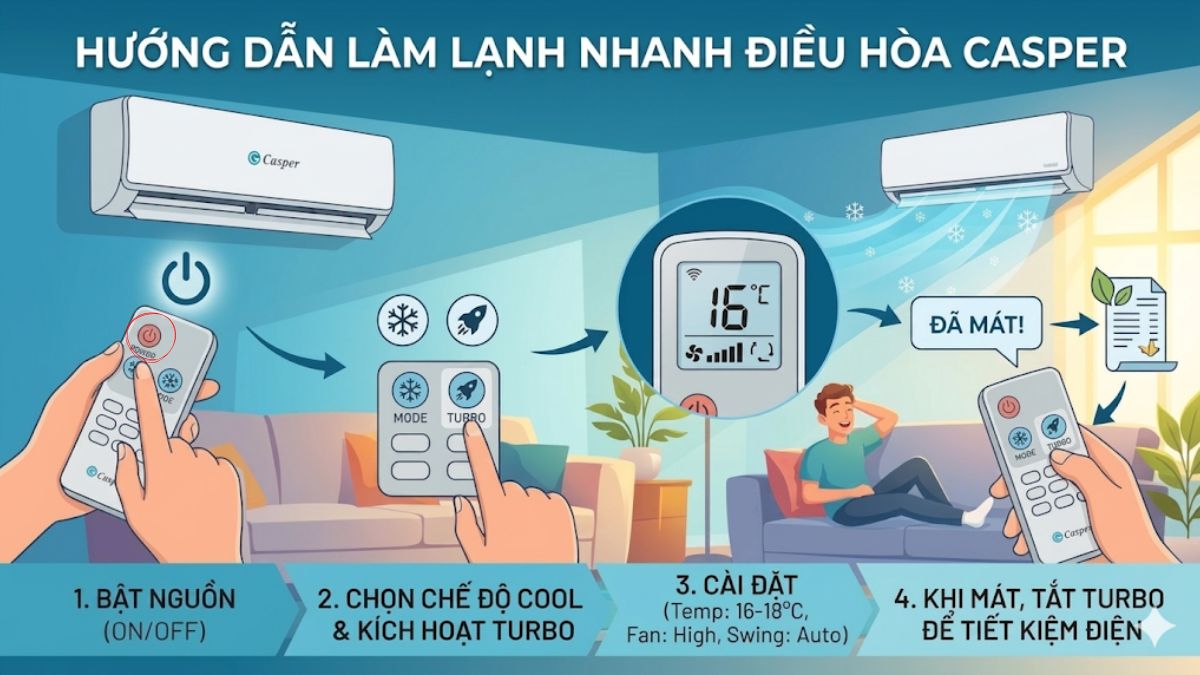 Cách chỉnh điều hòa Casper cho lạnh nhanh