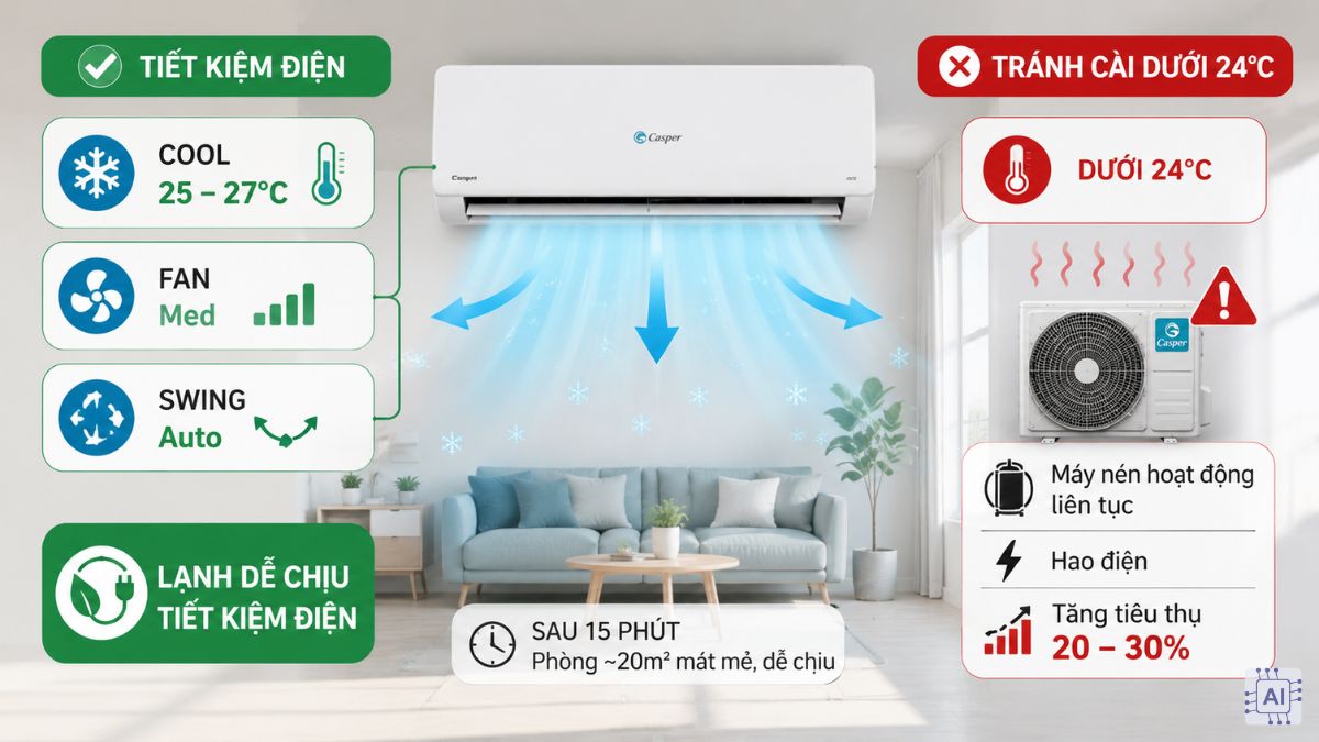 Cài đặt chế độ phù hợp để tiết kiệm điện