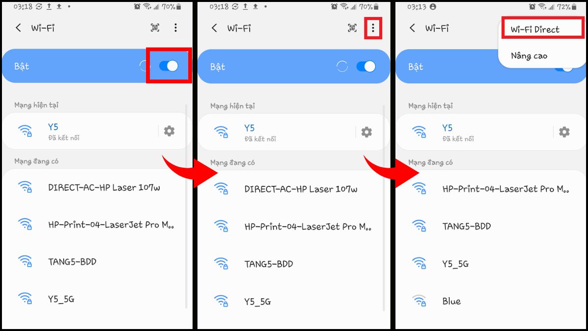 Nhấp chọn WiFi Direct