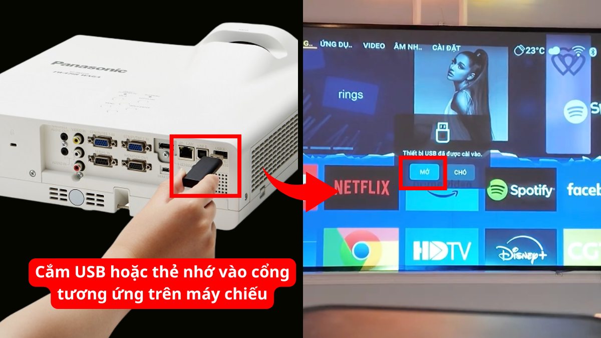 Phát nội dung qua USB, thẻ nhớ và ứng dụng streaming