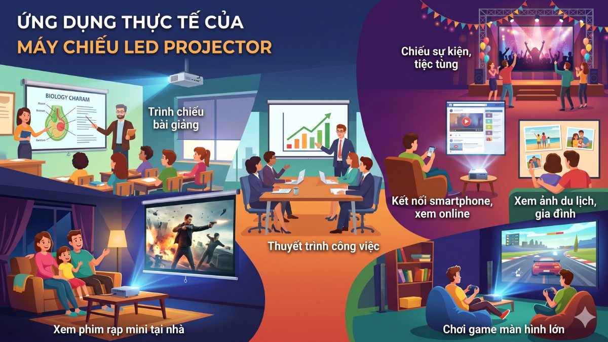 Ứng dụng thực tế của máy chiếu LED projector