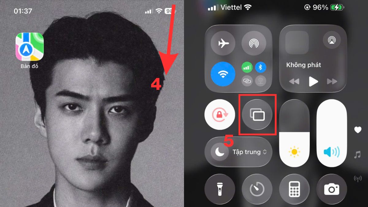Mở Trung tâm điều khiển và chọn vào Phản chiếu màn hình