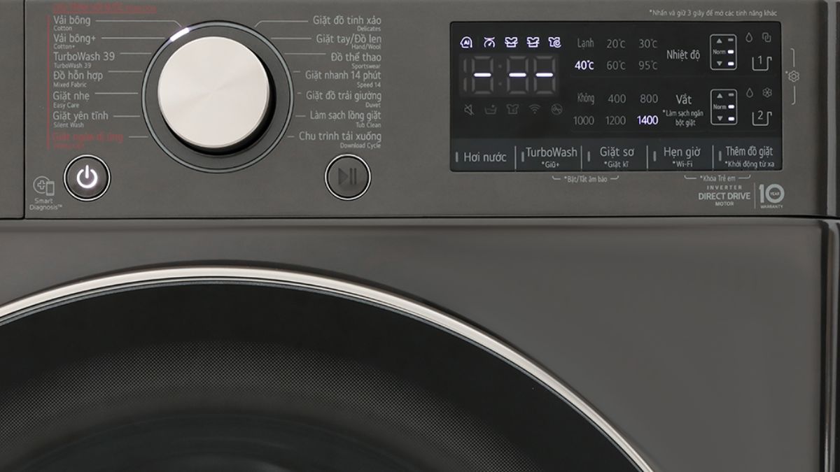 Tổng quan bảng điều khiển máy giặt LG