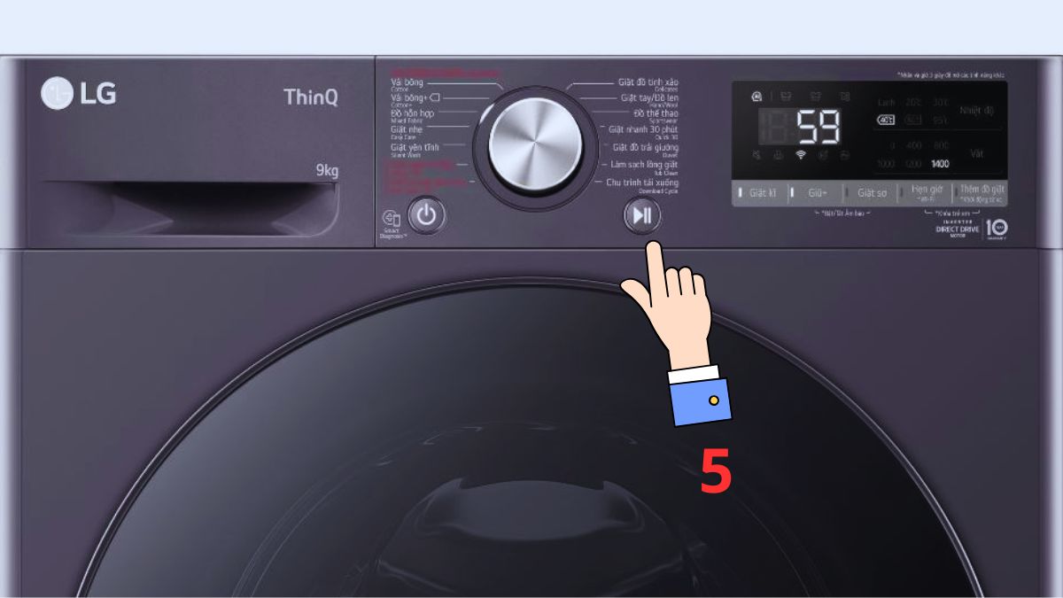 Nhấn nút Start/Pause (Bắt đầu/Tạm dừng)