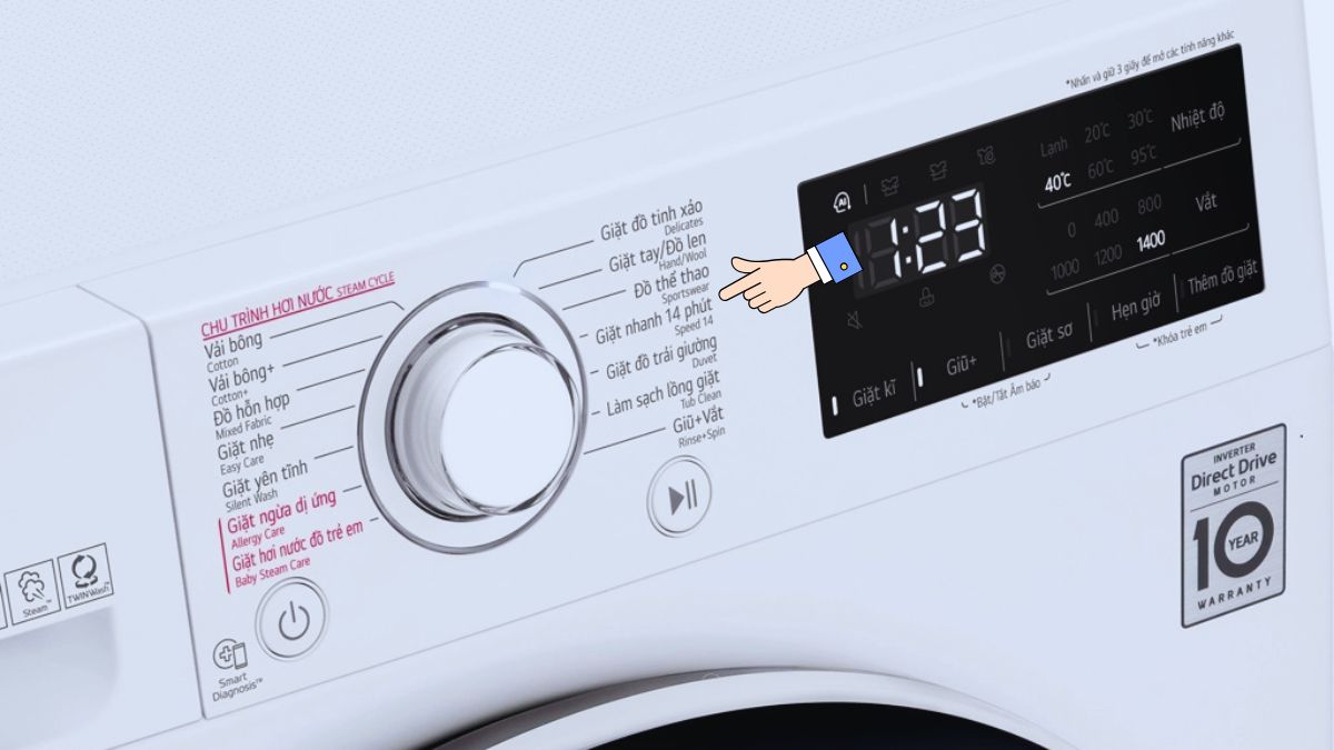 Các chế độ giặt của máy giặt LG cửa trước và cửa trên