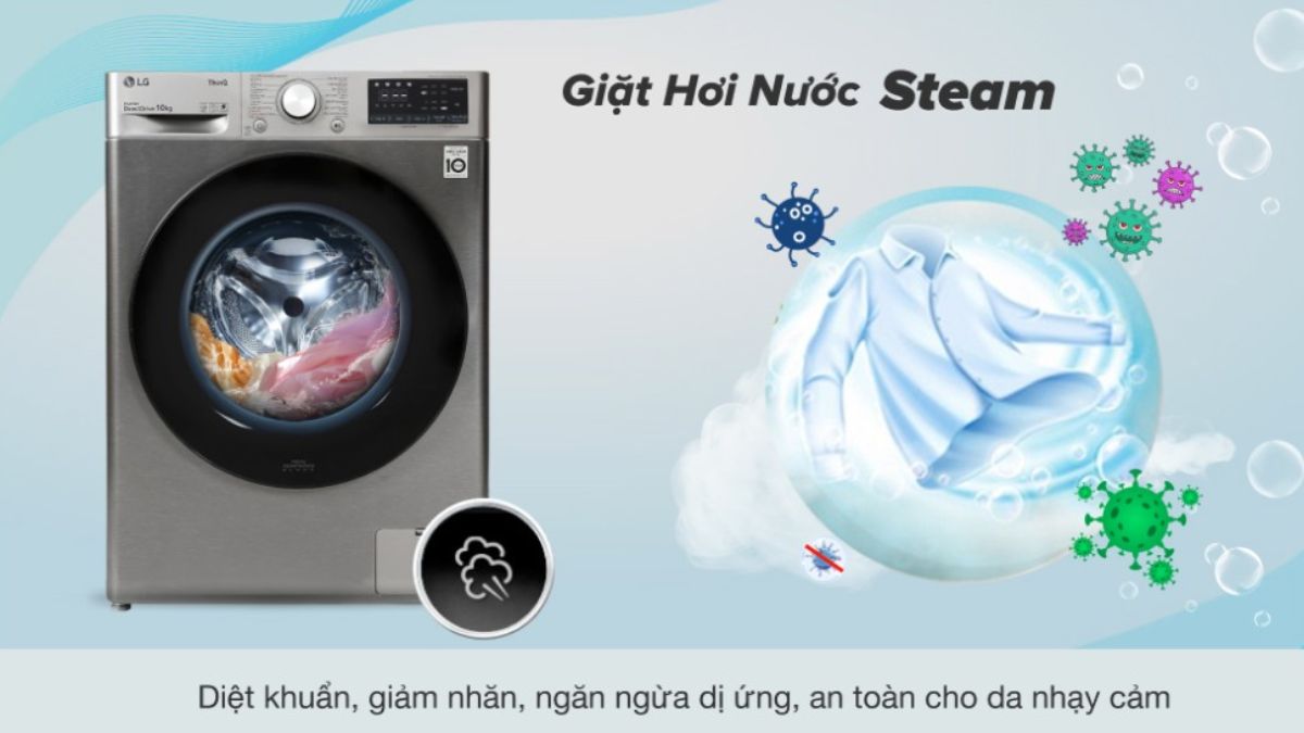 Chương trình giặt diệt khuẩn và giặt hơi nước