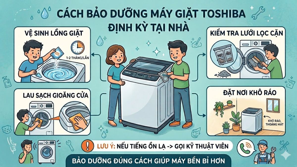 Cách bảo dưỡng máy giặt Toshiba định kỳ tại nhà