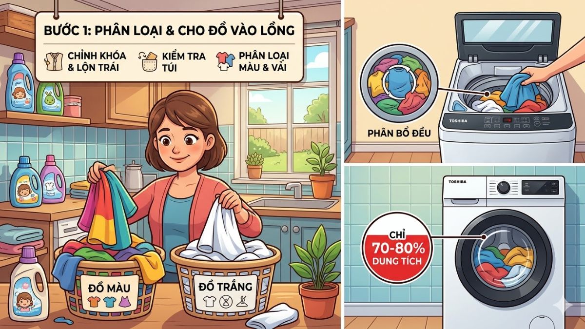 Cách sử dụng máy giặt Toshiba cửa trên và cửa ngang chuẩn 