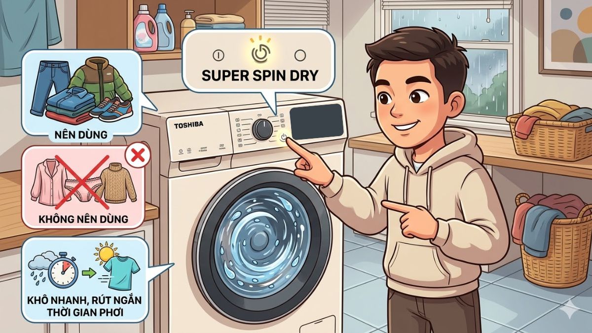 Chế độ Vắt cực khô - Super Spin Dry